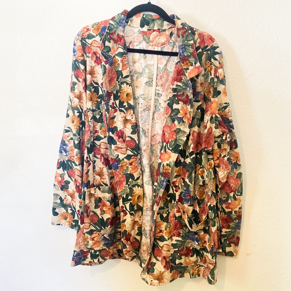 XL vintage floral cotton blazer